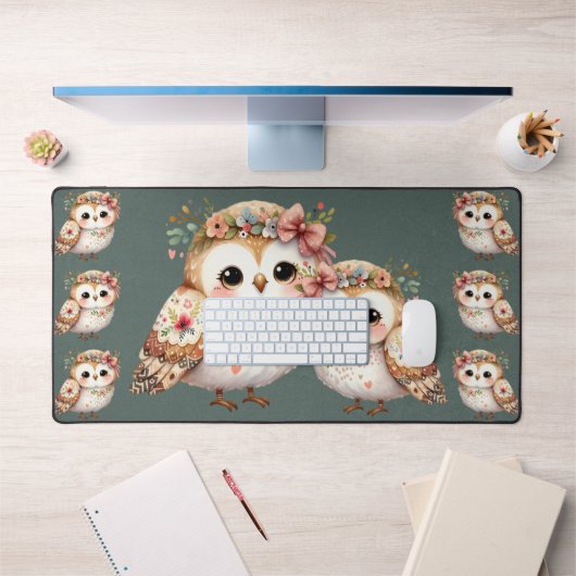 Cute Floral Owl with Bow (Bureau 1)