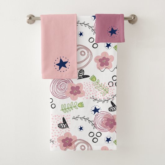 Cute Floral Pattern Bad Handdoek (Insitu)