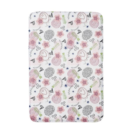 Cute Floral Pattern Badmat (Voorkant Verticaal)