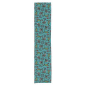 Cute Floral Pattern Blauwgroen Korte Tafelloper (Voorkant)