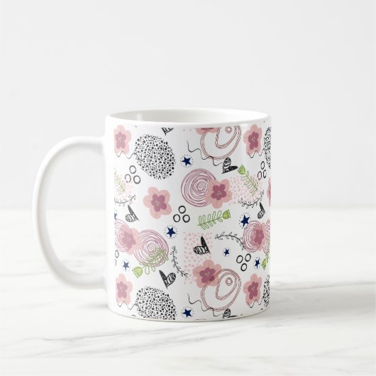 Cute Floral Pattern Koffiemok (Links)