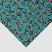 Cute Floral Pattern Teal Tissuepapier (Detail)