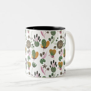 Cute Floral Pattern Tweekleurige Koffiemok