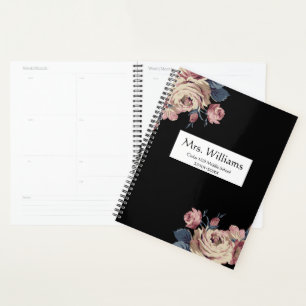 Cute Floral Personnalisé Professeur Planificateur