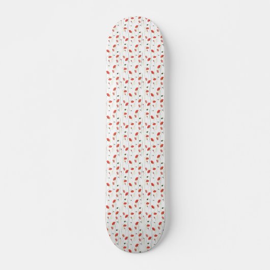 Cute Floral Poppy Pattern Skateboard Deck (Devant)