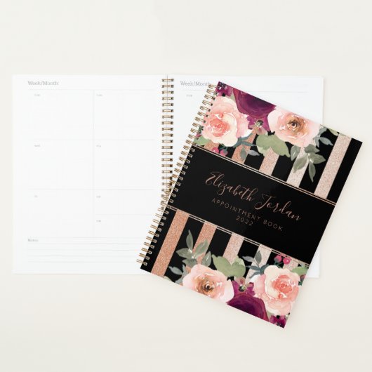 Cute Floral Rose noir Parties scintillant or (Devant avec enveloppe)