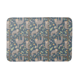 Cute Floral Sloth Pattern Badmat