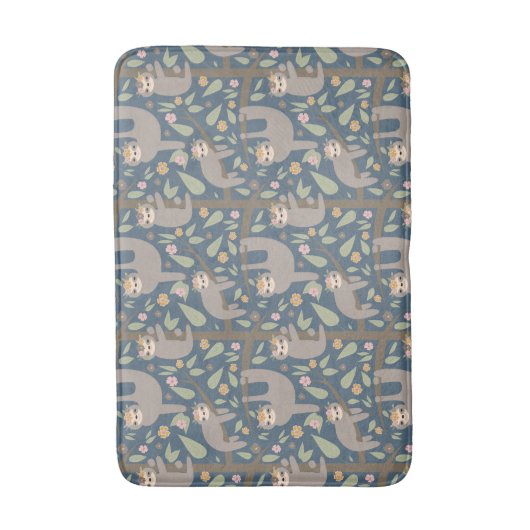 Cute Floral Sloth Pattern Badmat (Voorkant Verticaal)