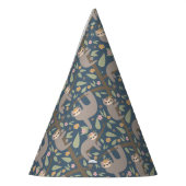 Cute Floral Sloth Pattern Feesthoedjes (Links)