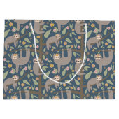 Cute Floral Sloth Pattern Groot Cadeauzakje (Achterkant)