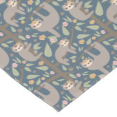 Cute Floral Sloth Pattern Korte Tafelloper (Hoek)