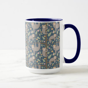 Cute Floral Sloth Pattern Mok