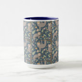 Cute Floral Sloth Pattern Mok (Midden)