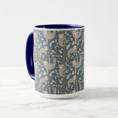 Cute Floral Sloth Pattern Mok (Voorkant links)