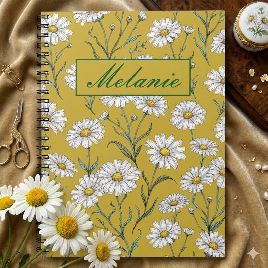 Cute Floral Spring Daisy Personalized Notebook Notitieboek
