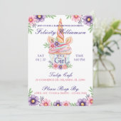 Cute Floral Unicorn Cupcake Baby shower Invitation (Debout devant)