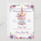 Cute Floral Unicorn Cupcake Baby shower Invitation (Devant)