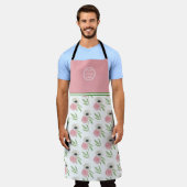 Cute Floral Uw Logo hier Schort (Gedragen)