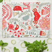 Cute Floral Valentijns  Design Theedoek (Gevouwen)