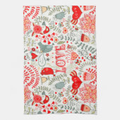 Cute Floral Valentijns  Design Theedoek (Verticaal)