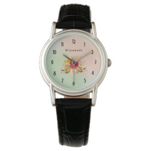 Cute Floral Waterverf Bouquet gepersonaliseerd Horloge