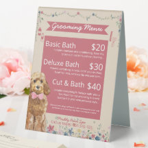 Cute Floral Waterverf Dog Grooming Services Menu