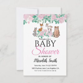 Cute Floral Woodland Baby Animals | BABY SHOWER Kaart