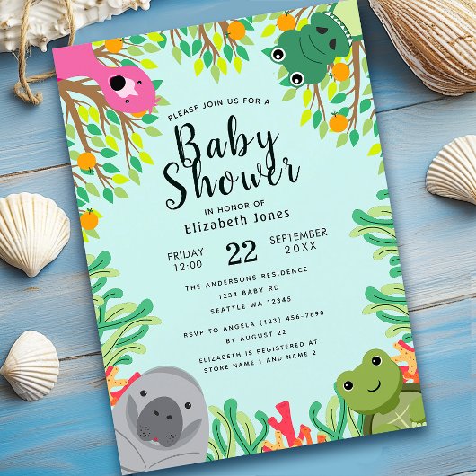 Cute Florida Animaux Baby shower Invitation