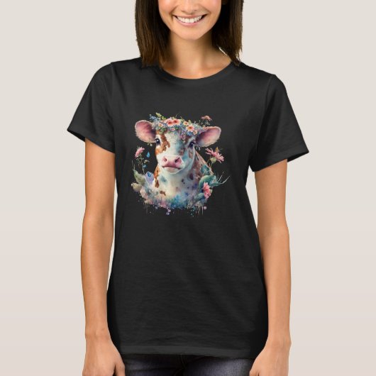 Cute Flower Cow T-shirt (Voorkant)