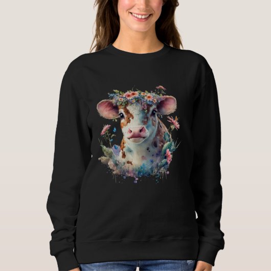 Cute Flower Cow Trui (Voorkant)