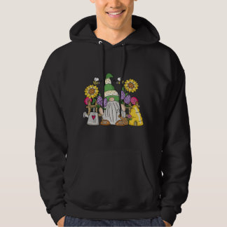 Cute Flower Garden Gnome with Bees and Flowers Gif Hoodie