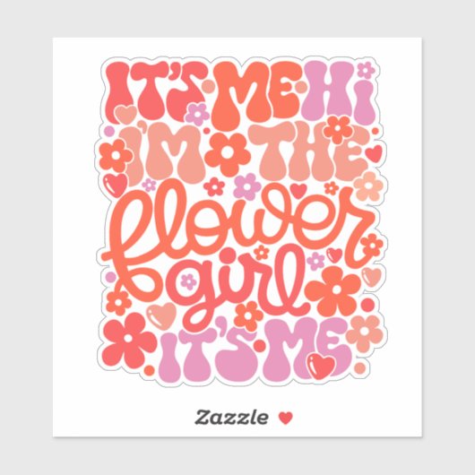 Cute Flower Girl Wedding “Hi It’s Me” Sticker (Feuille)