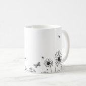 Cute Flower Mug – Black and White Wildflower Desig (Devant droit)