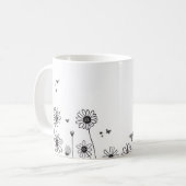 Cute Flower Mug – Black and White Wildflower Desig (Devant gauche)