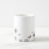 Cute Flower Mug – Black and White Wildflower Desig (Centre)