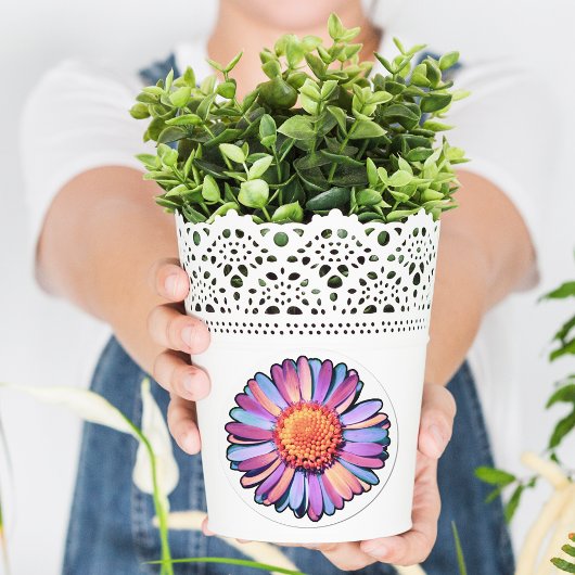 Cute Flower Paars Pink Blue Boho Daisy Bisexual Ronde Sticker