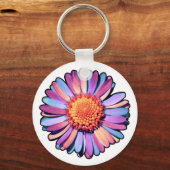 Cute Flower Paars Pink Blue Boho Daisy Bisexual Sleutelhanger (Voorkant)