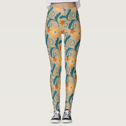 Cute  Flower Pattern Capri Leggins Leggings (Voorkant)