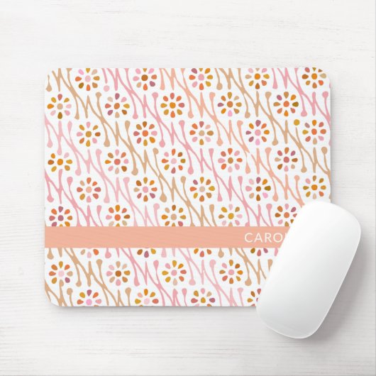 Cute Flower Pattern Earthy Boho Personalized Muismat (Met muis)