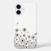 Cute Flower Phone Case – Black & White Wildflower (Achterkant)