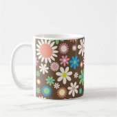 Cute Flower Power Pattern Brown Koffiemok (Links)