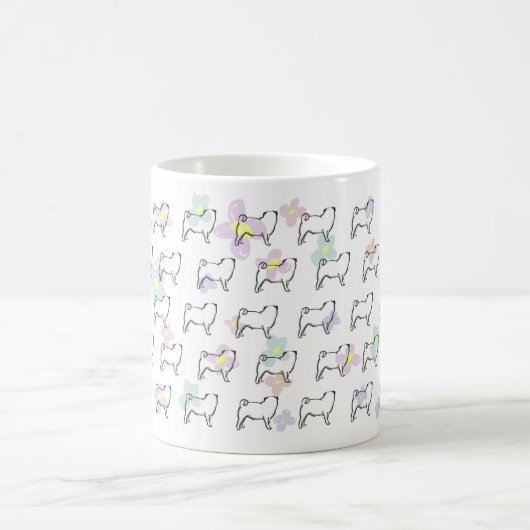 Cute Flower Pug Dog Pattern Mok (Center)