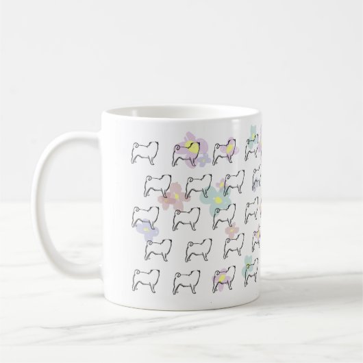 Cute Flower Pug Dog Pattern Mok (Links)