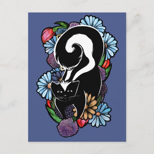 Cute Flower Skunk Briefkaart (Voorkant)