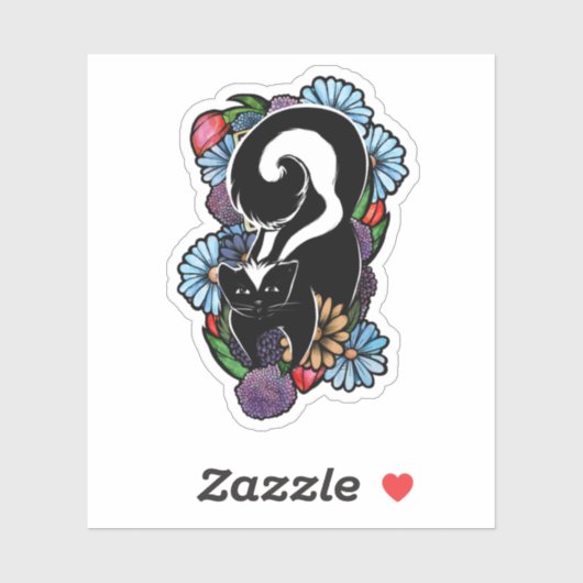 Cute Flower Skunk Sticker (Vel)
