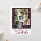 Cute Flowers Happy Moeder Dag 3 Foto Kaart (Voorkant / Achterkant in situ)