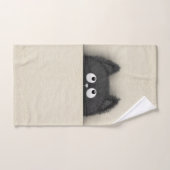 Cute Fluffy Black cat piek uit Bad Handdoek (Handdoek)