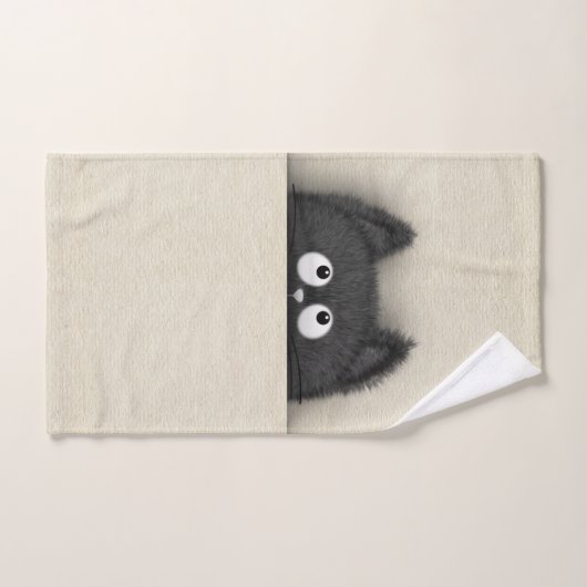 Cute Fluffy Black cat piek uit Bad Handdoek (Handdoek)