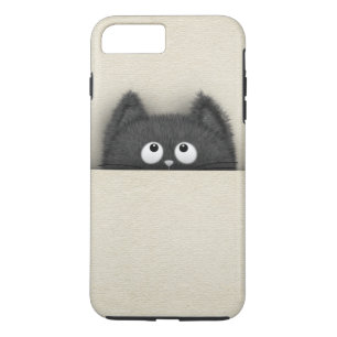 Cute Fluffy Black cat piek uit iPhone 8 Plus / 7 Plus Hoesje