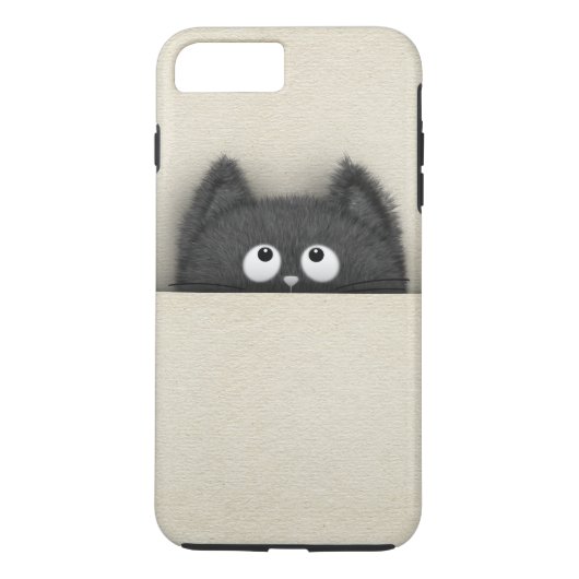 Cute Fluffy Black cat piek uit Case-Mate iPhone Case (Achterkant)